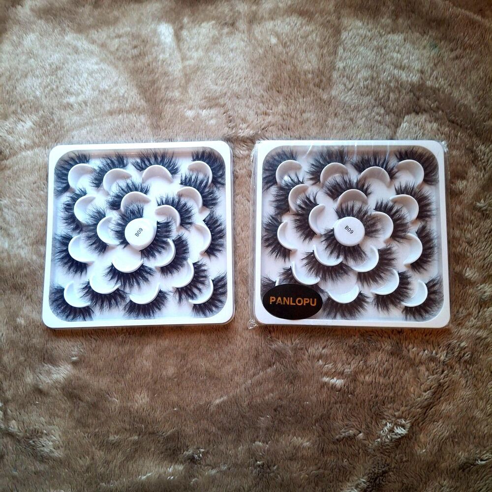 Long Dramatic Black False Eyelashes Style B09 - x2 Lot (20 Pairs Total) NIB
